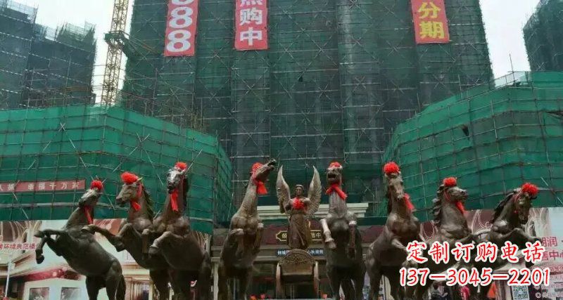 潍坊阿波罗八匹马踏浪而来景观马群铜雕