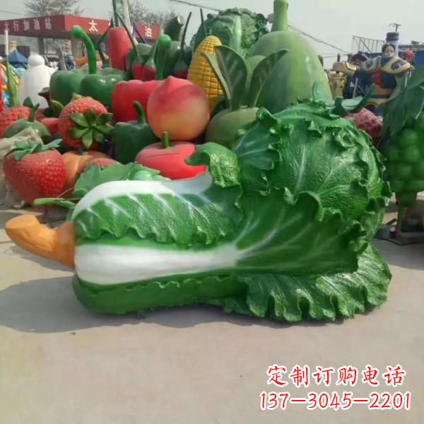 潍坊巨形大白菜雕像-玻璃钢仿真植物果蔬雕塑