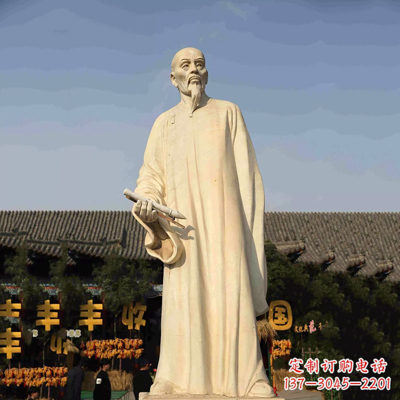 潍坊清代书画家郑板桥石雕塑-中国历史名人汉白玉雕像
