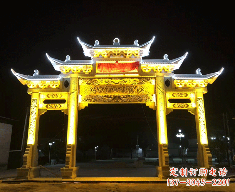 潍坊石雕古代牌坊云头柱