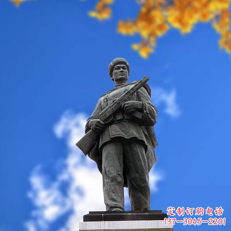 潍坊中国著名抗战英雄人物邱少云石雕塑像