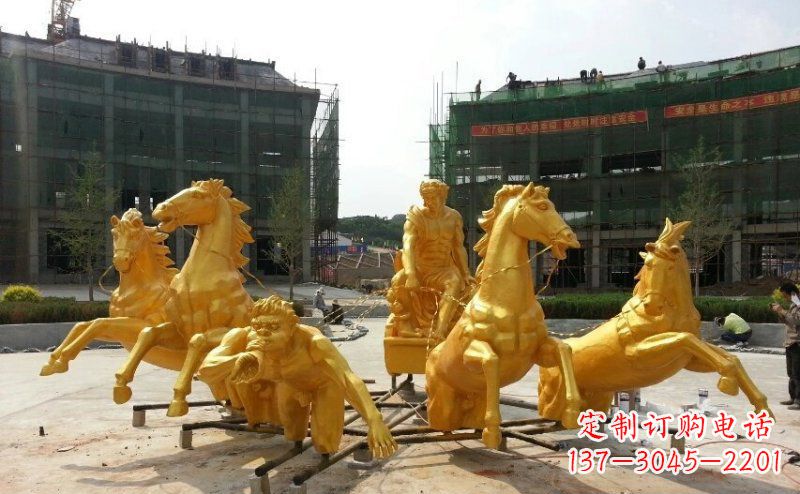 潍坊阿波罗战车玻璃钢仿铜景观雕塑