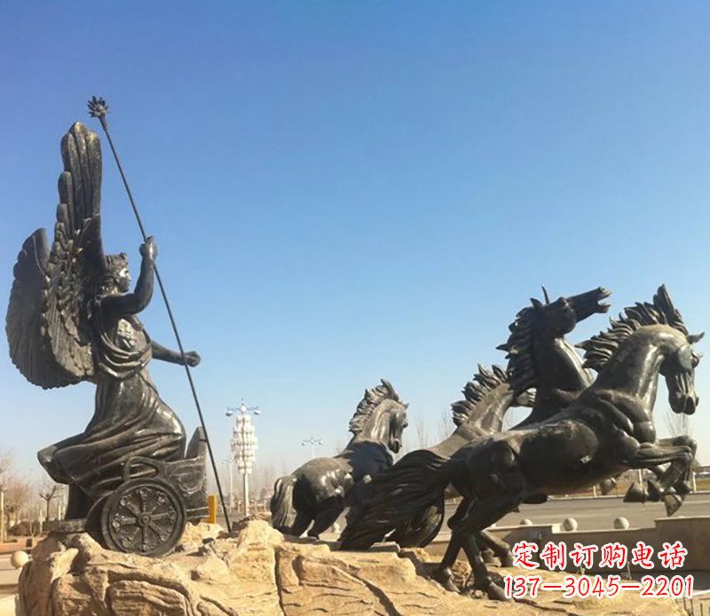 潍坊阿波罗战车小区景观铜雕 (3)