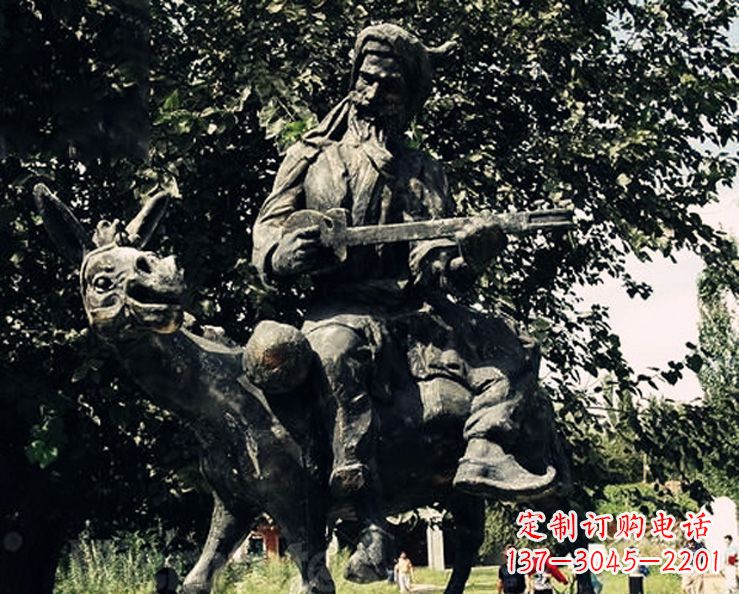 潍坊阿凡提和小毛驴公园景观铜雕