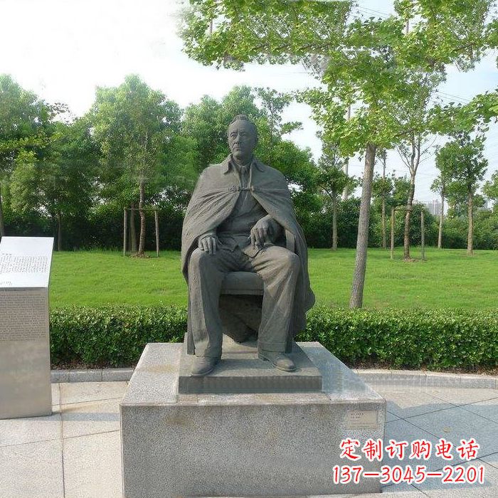 潍坊爱迪生坐姿雕塑-公园铸铜世界名人世纪伟人雕像