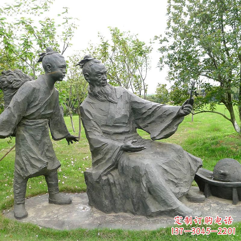 潍坊八大山人情景雕塑-中国明末清初知名画家朱耷公园情景小品