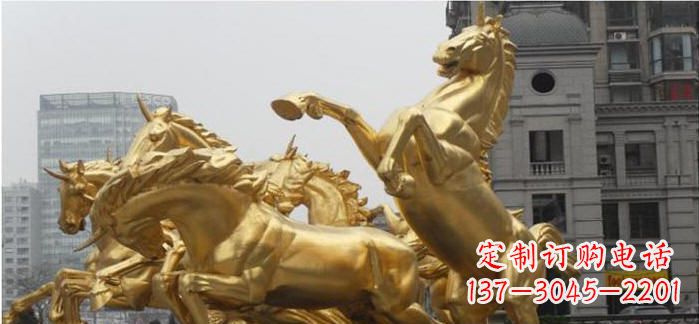 潍坊八马奔腾铜雕马群