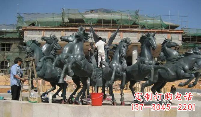 潍坊八马踏浪阿波罗战车景观铜雕