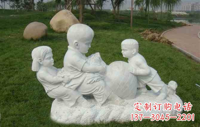 潍坊拔萝卜的儿童石雕
