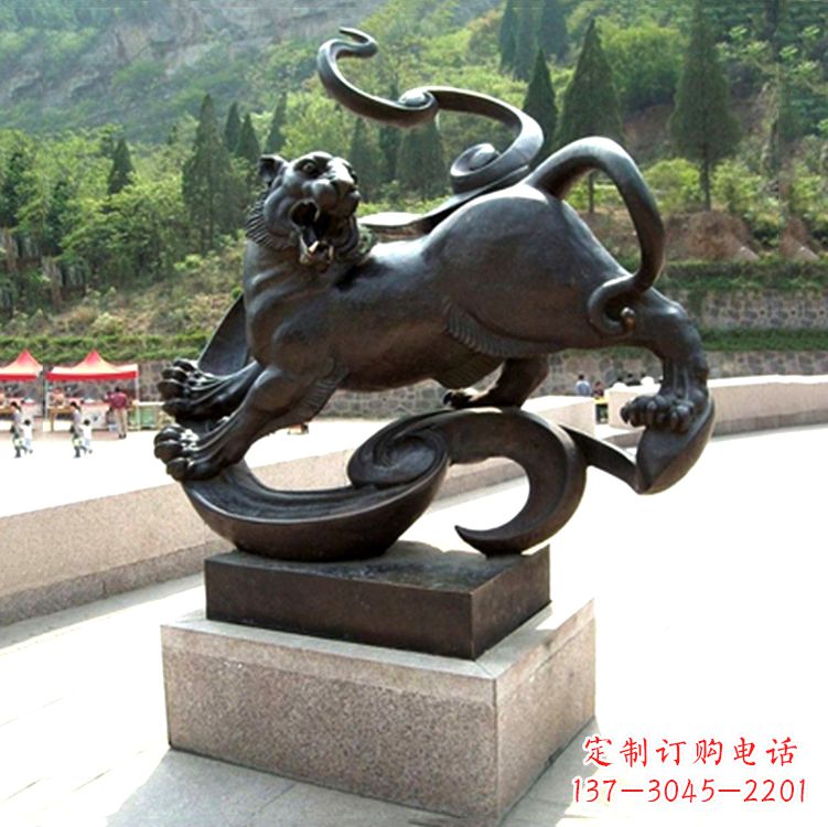 潍坊白虎神兽铜雕-纯铜铸造广场文化动物雕塑摆件
