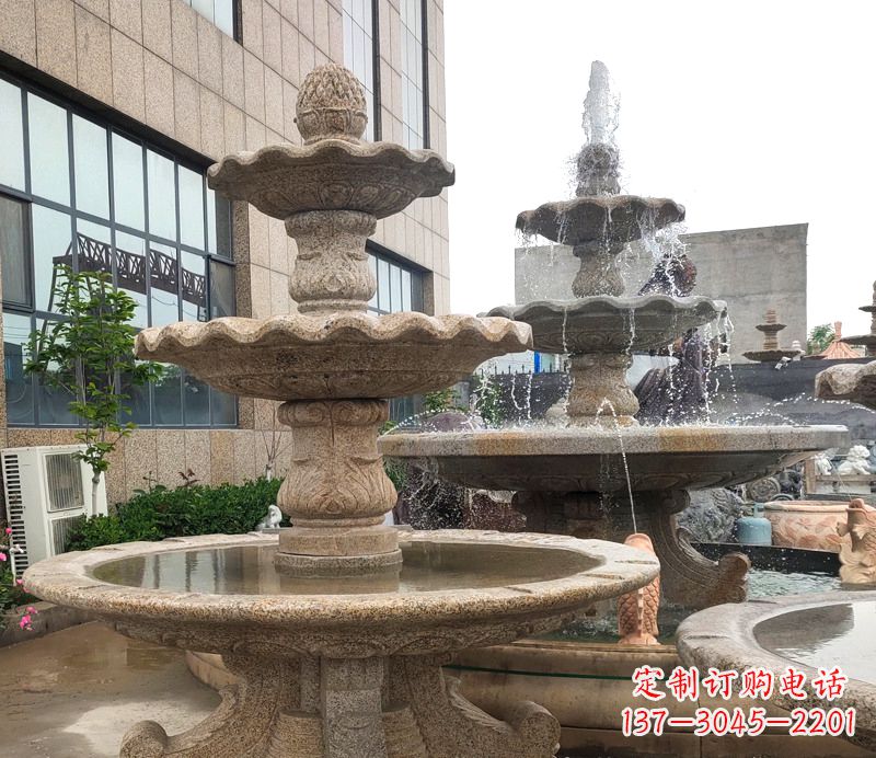 潍坊“白麻石质天然喷泉雕塑”