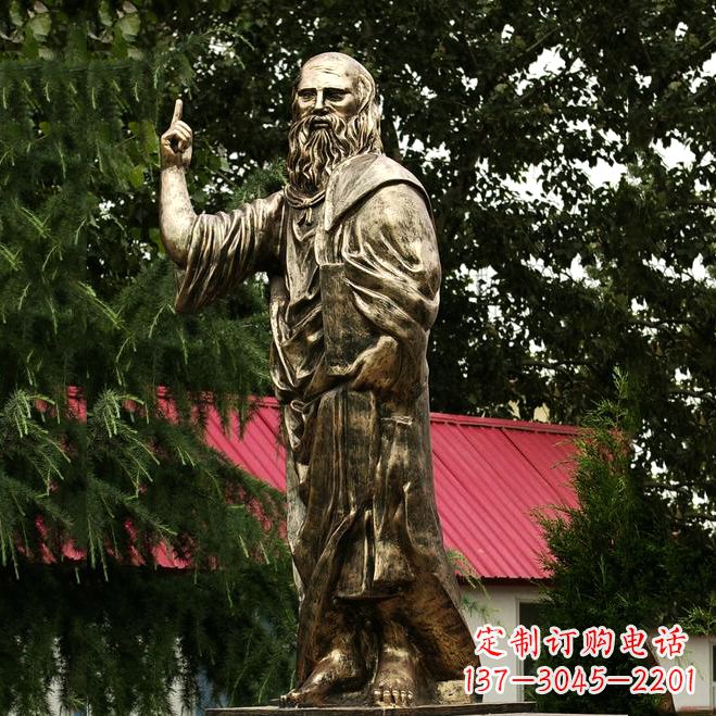 潍坊柏拉图玻璃钢仿铜雕像-古希腊哲学家雕塑
