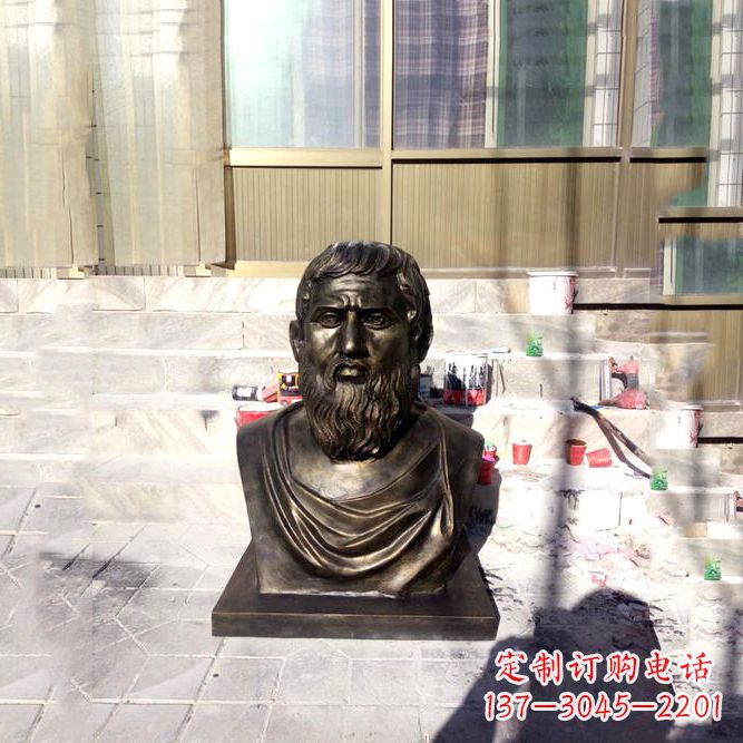 潍坊柏拉图仿铜头像-玻璃钢仿铜世界名人雕塑