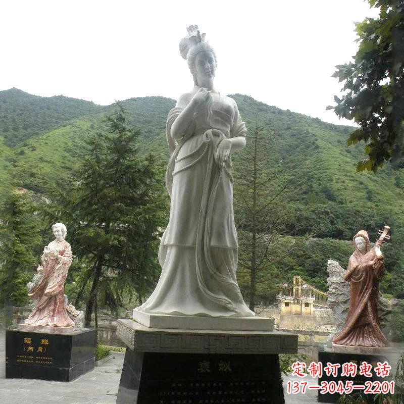 潍坊褒姒雕塑-大理石石雕美女中国古代美女塑像