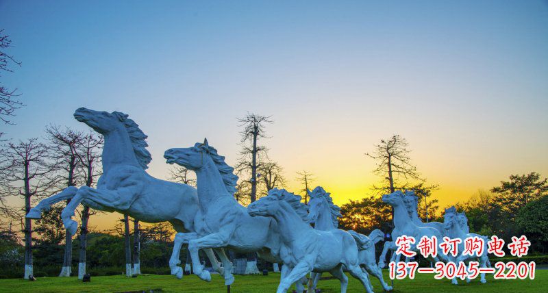 潍坊奔跑的马群城市公园景观铜雕