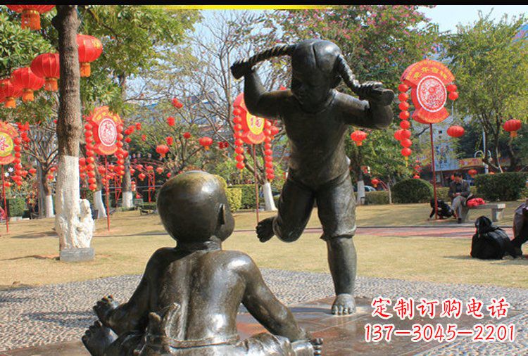 潍坊表演的儿童公园人物铜雕塑