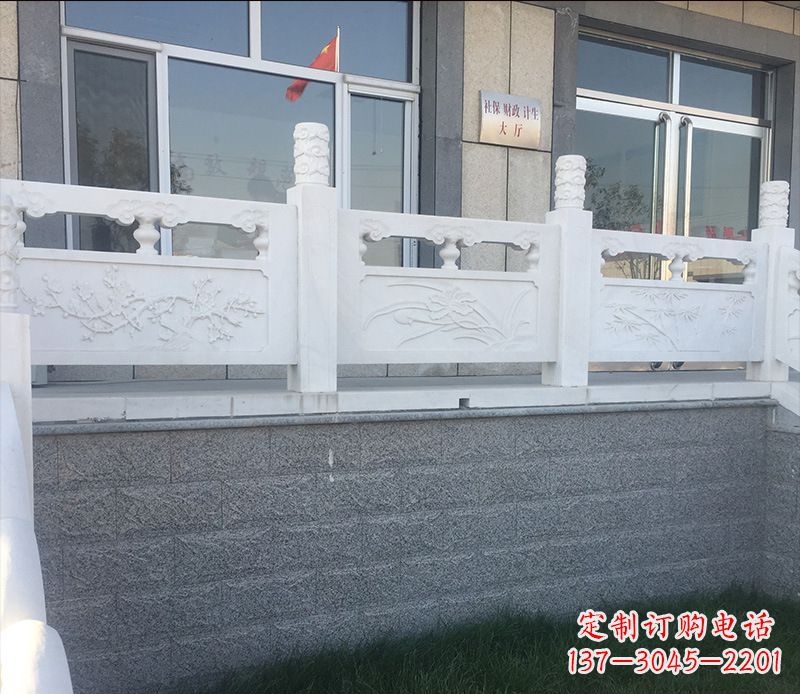 潍坊别墅汉白玉栏板景观石雕 (2)