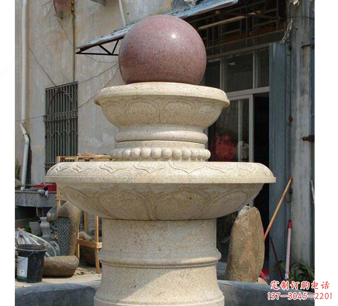 潍坊别墅景观大理石风水球喷泉雕塑