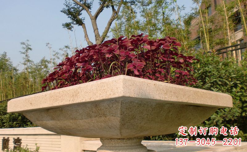潍坊别墅景观大理石花盆石雕_1
