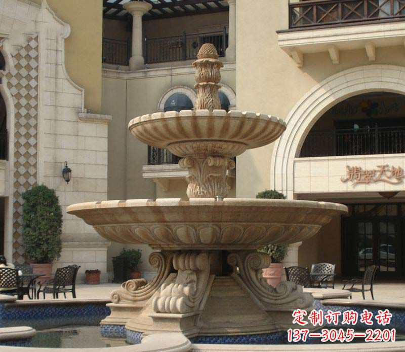 潍坊别墅景观石雕大型喷泉雕塑 (2)