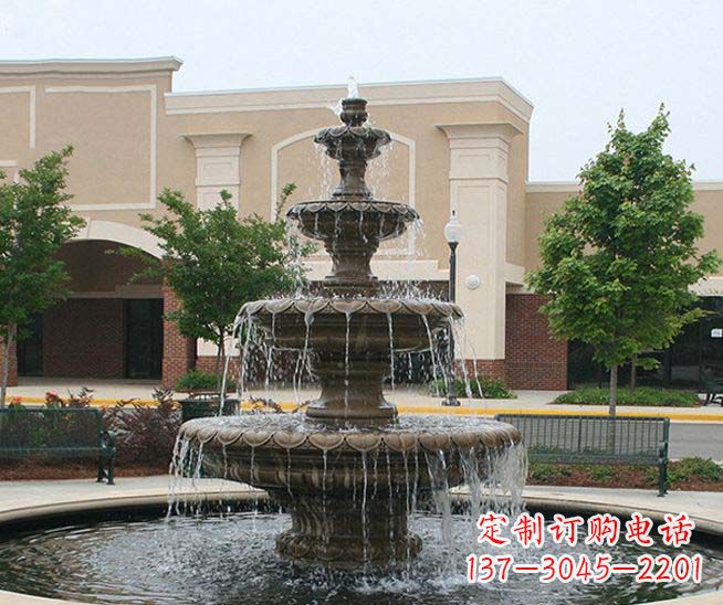 潍坊别墅景观石雕多层喷泉雕塑 (3)