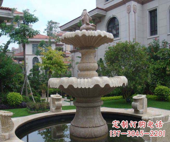 潍坊别墅景观石雕多层喷泉雕塑