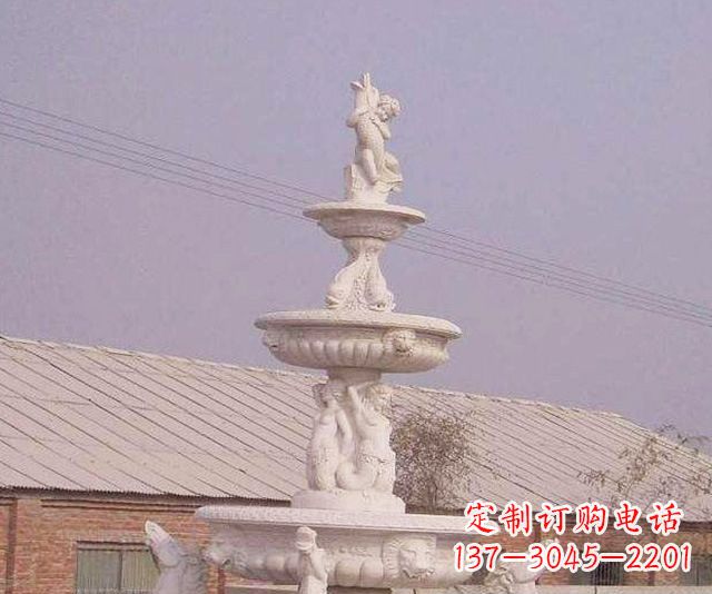 潍坊天使般的宁静——别墅景观天使喷泉石雕