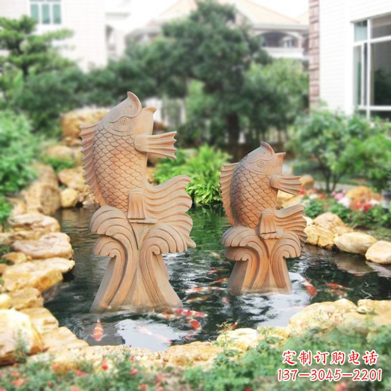 潍坊别墅庭院吉祥招财石雕鱼喷泉雕塑