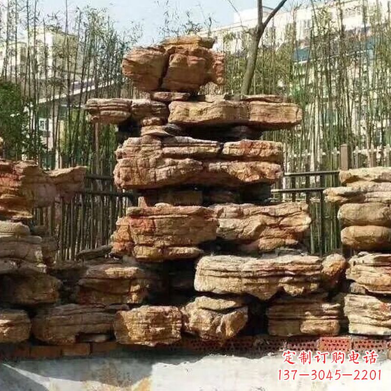 潍坊别墅庭院千层石奇石假山