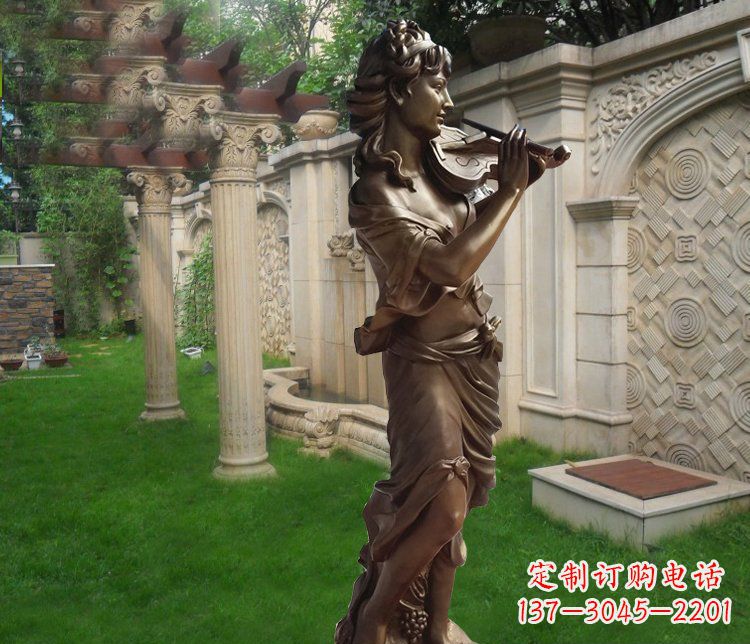 潍坊别墅西方女人玻璃钢仿铜景观雕塑