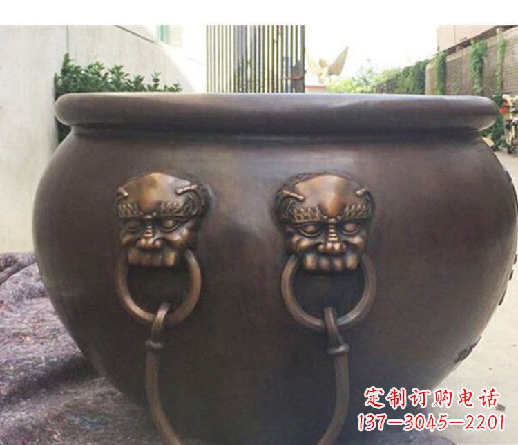 潍坊别墅招财水缸铜雕塑摆件