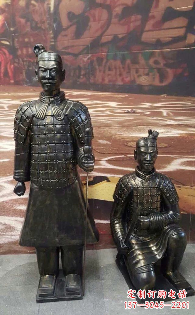 潍坊兵马俑玻璃钢仿铜人物雕塑