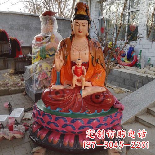 潍坊玻璃钢彩绘送子观音雕塑