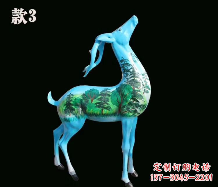 潍坊玻璃钢彩绘艺术小鹿雕塑精美的艺术品