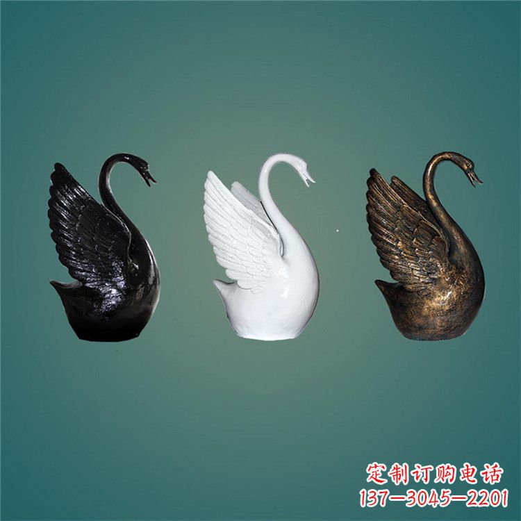 潍坊玻璃钢制天鹅雕塑，点缀水景水池
