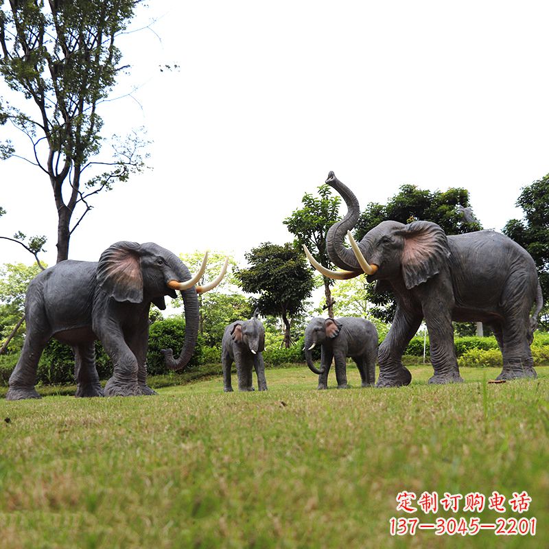 潍坊玻璃钢大象仿真大象雕塑-公园景区园林装饰动物摆件