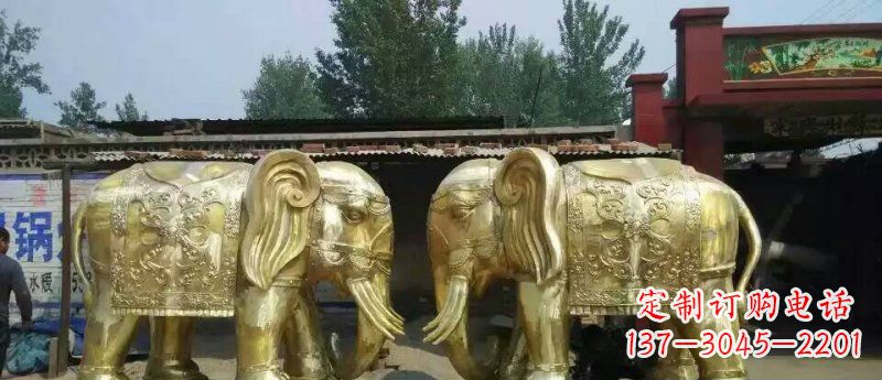 潍坊玻璃钢大象雕塑仿铜雕塑的精美之作