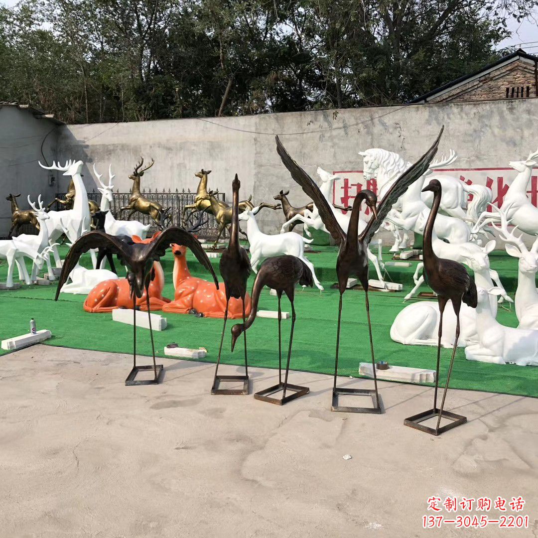潍坊仙鹤玻璃钢雕塑精致美丽的艺术品