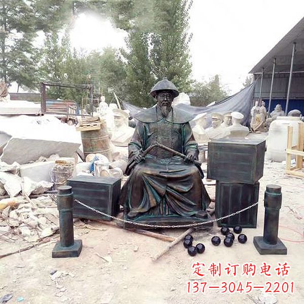 潍坊林则徐雕塑以玻璃钢仿铜呈现
