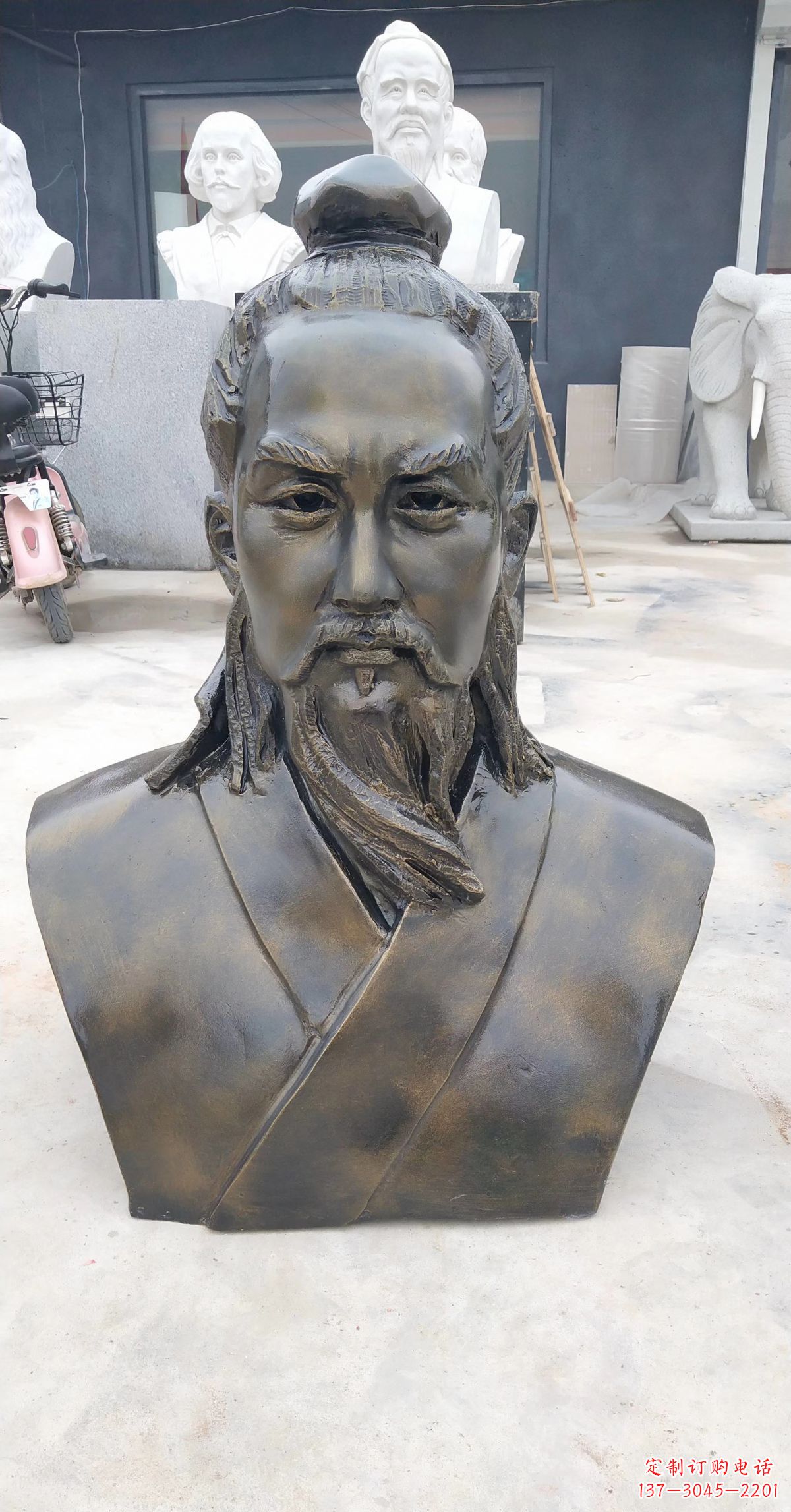 潍坊玻璃钢鲁班头像雕塑传承传统雕刻技艺