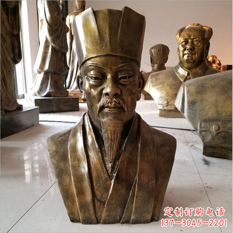 潍坊玻璃钢仿铜苏轼头像雕塑