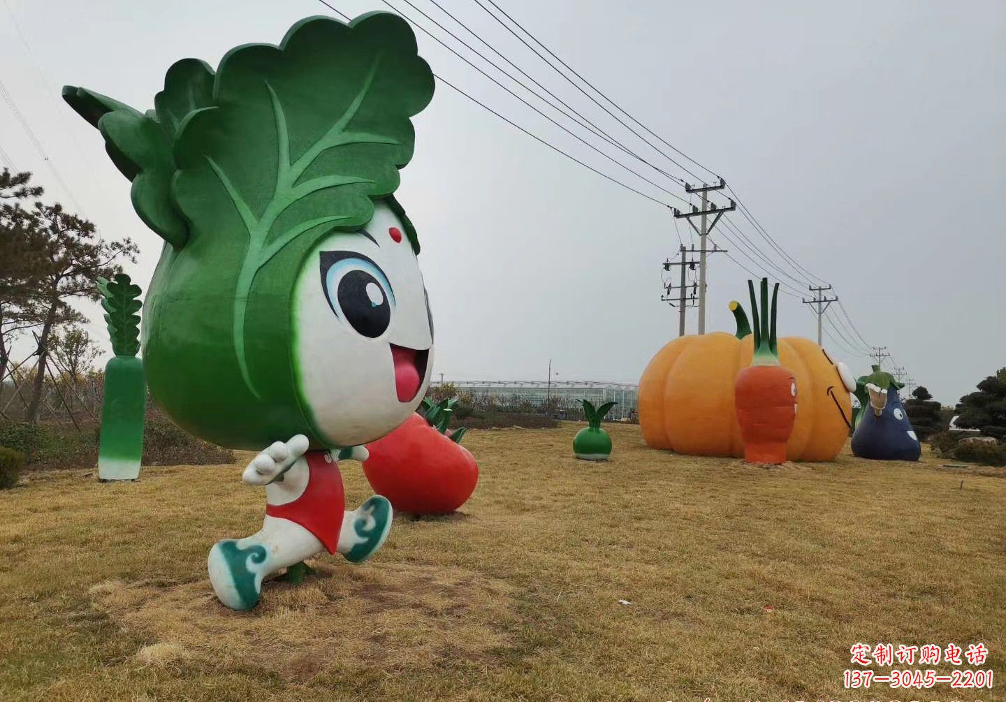 潍坊玻璃钢卡通白菜景观雕塑