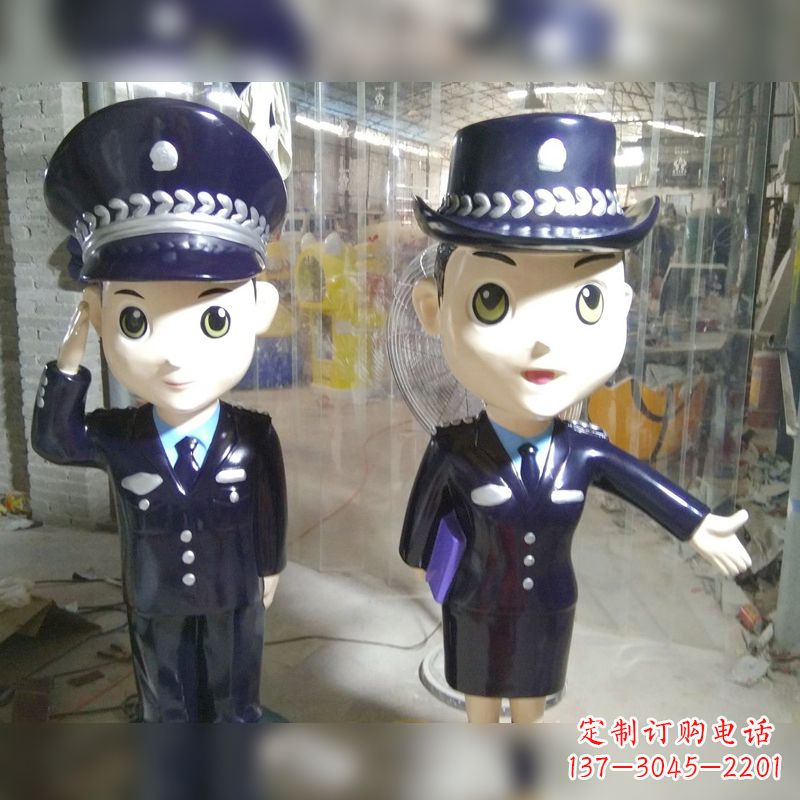 潍坊玻璃钢警察雕塑表达警队宗旨