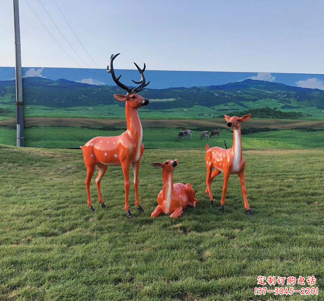 潍坊玻璃钢鹿群雕塑