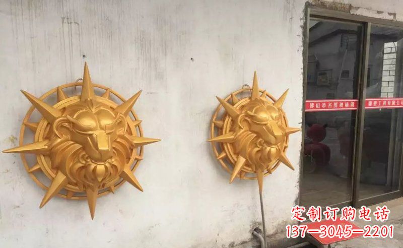 潍坊玻璃钢狮子头雕塑——精美景观装置