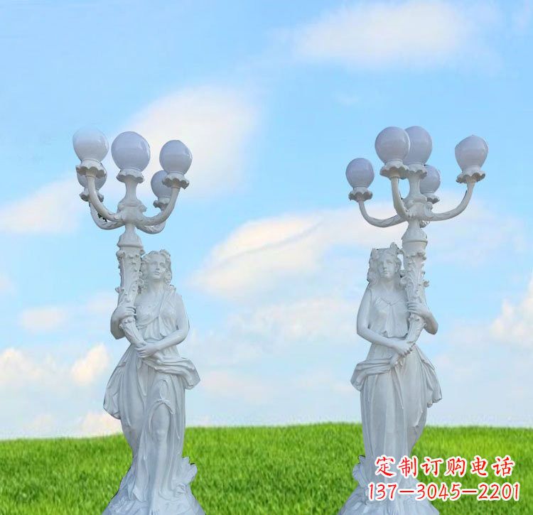 潍坊美女雕塑玻璃钢西方美女路灯的艺术精髓