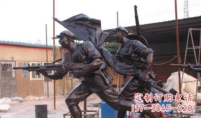 潍坊玻璃钢战士仿铜人物雕塑
