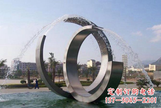 潍坊不锈钢C形喷泉雕塑