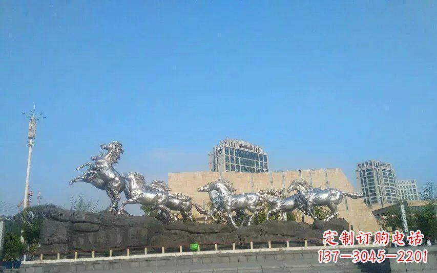 潍坊不锈钢八匹马动物雕塑