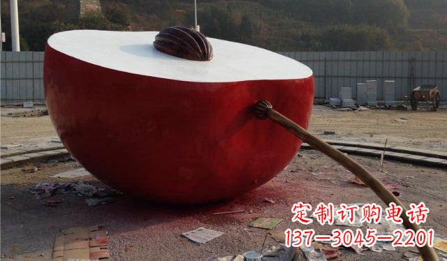潍坊不锈钢半个苹果雕塑